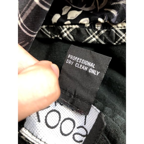 Koos Of Course Silk Jacket Blazer Size Small Black White Print Button Floral - Picture 9 of 10